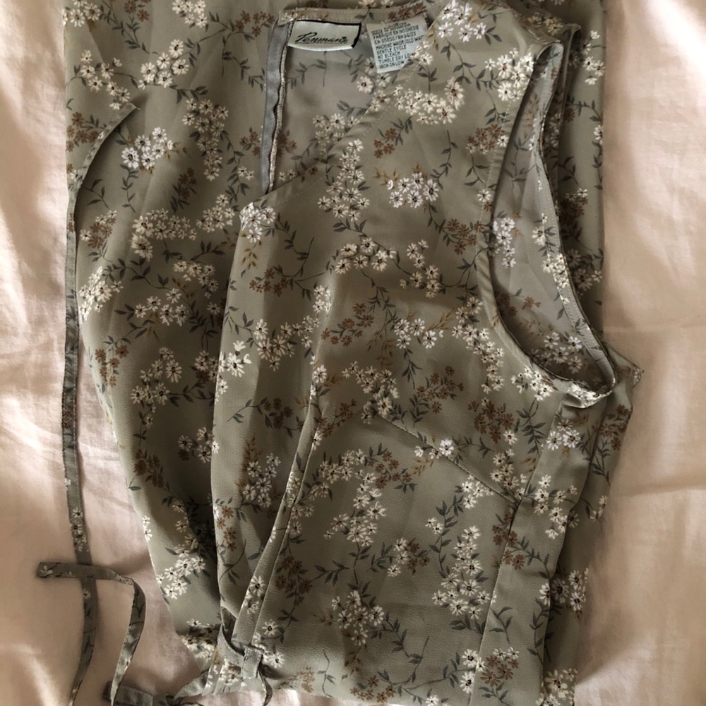 Vintage Light Green Ditsy Flowered Dress